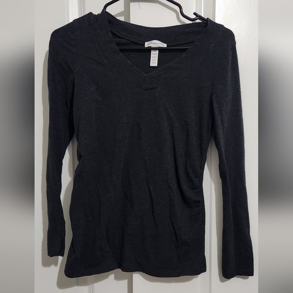 🤰🏽 Black Long Sleeve V-Neck Maternity Top